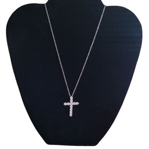 Sterling Silver and CZ‎ Cross Necklace